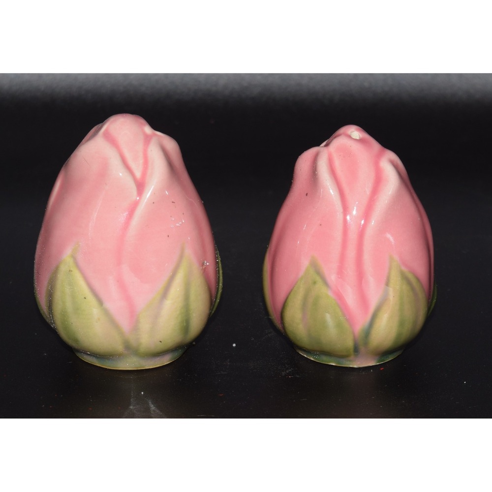 Vintage Desert Rose Pink Ceramic Salt/Pepper Shakers Floral Cottagecore 2.5"